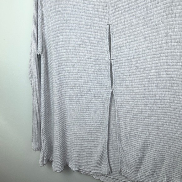 We the Free People Lover Rib Knit Split Back Pullover Gray Sweater Lightweight L - Picture 10 of 15